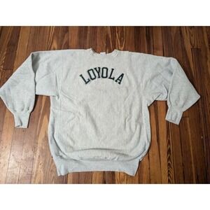 Vintage 90s Loyola University Chicago Champion Reverse Weave Gray Sweatshirt XXL